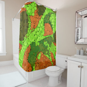 Seamless pointillism hand painted circles round sh shower curtain