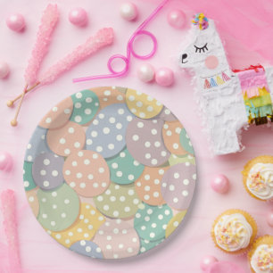 Seamless Polka Dot Pattern in Pastel Colours Paper Plate