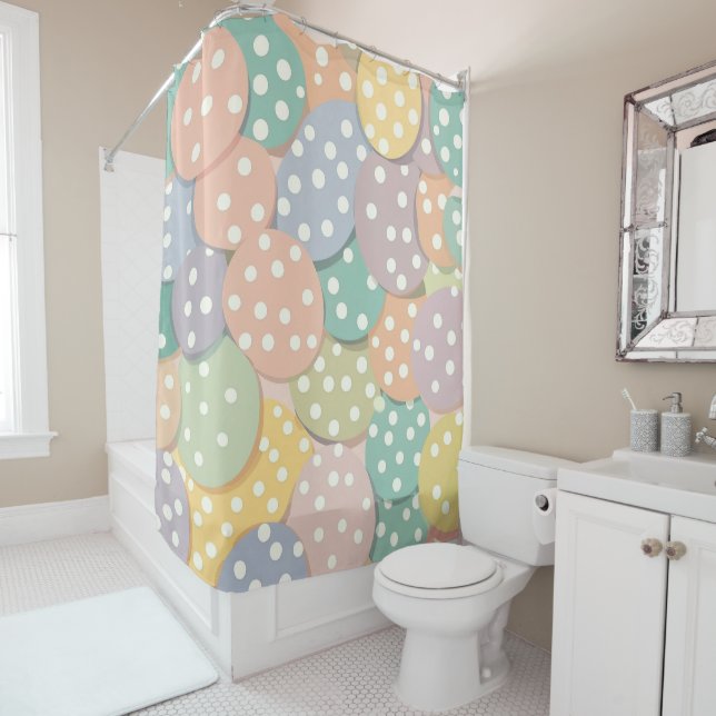 Seamless Polka Dot Pattern in Pastel Colours Shower Curtain (In Situ)