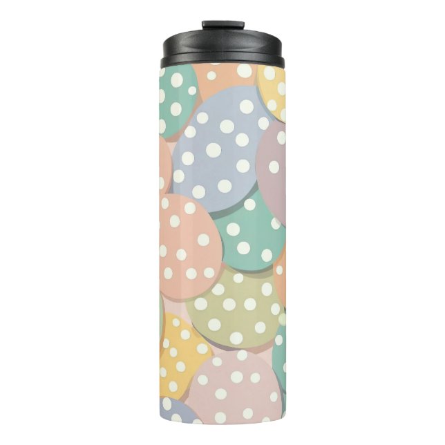Seamless Polka Dot Pattern in Pastel Colours Thermal Tumbler (Front)