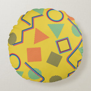 Seamless Pop Art Pattern. Abstract Colourful Textu Round Cushion