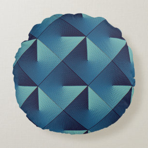 Seamless pop art pattern of lined rhombuses round cushion