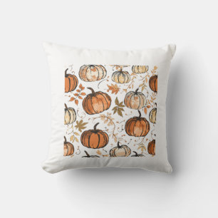 Seamless Pumpkin Fall Pattern Design Cushion