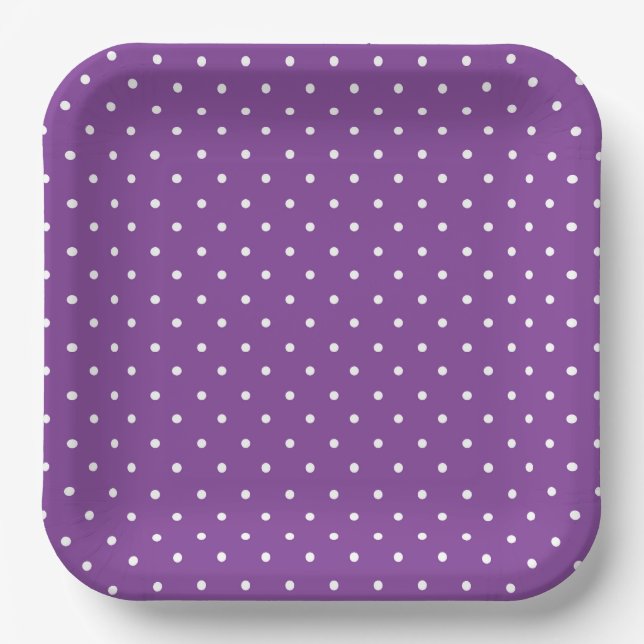 Seamless purple background polka dot pattern  paper plate (Front)