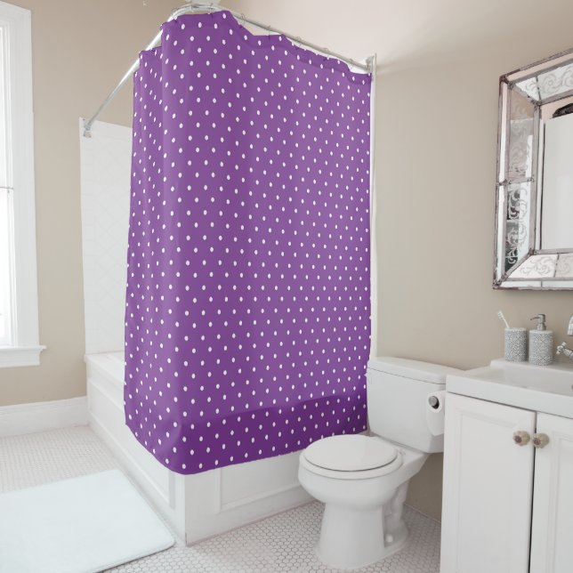 Seamless purple background polka dot pattern  shower curtain (In Situ)