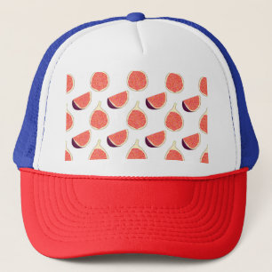 Seamless purple fig: colorful pattern trucker hat