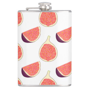 Seamless purple fig: colourful pattern hip flask