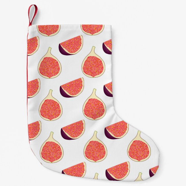 Seamless purple fig: colourful pattern small christmas stocking (Front)