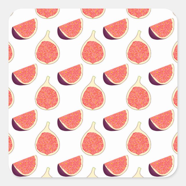 Seamless purple fig: colourful pattern square sticker (Front)