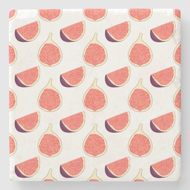 Seamless purple fig: colourful pattern stone coaster (Front)