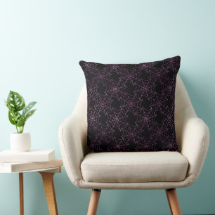 Seamless Purple Foil and Black Cobwebs Halloween Cushion