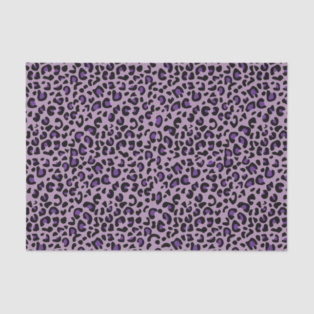 Seamless Purple Jaguar Wild Cat Animal Print Tissue Paper (Front)