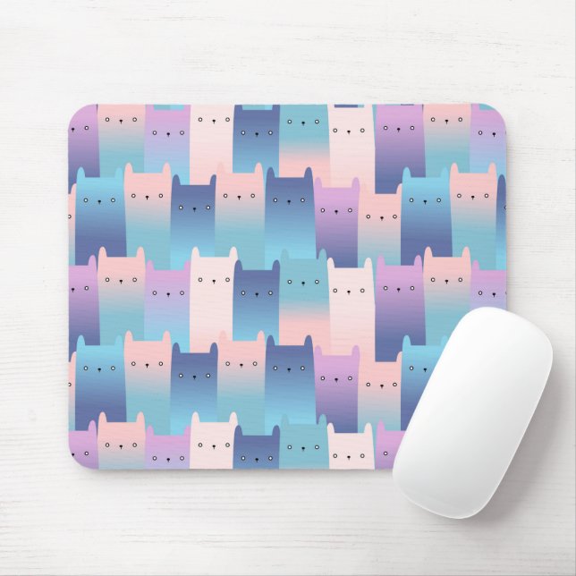Seamless purple pink cats mouse mat (With Mouse)