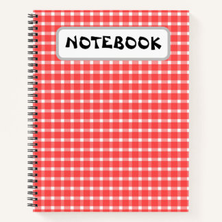 Seamless Red and White Chequered Pattern Notebook