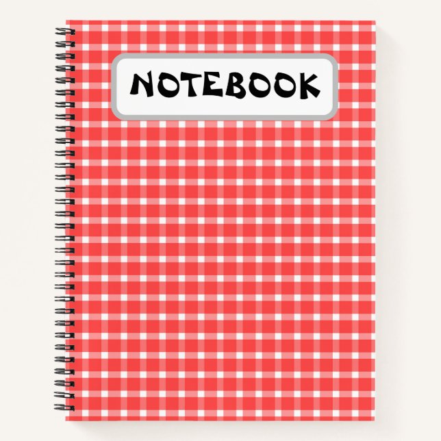 Seamless Red and White Chequered Pattern  Notebook (Front)