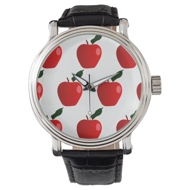 Seamless Red Apple Background Watch (Front)