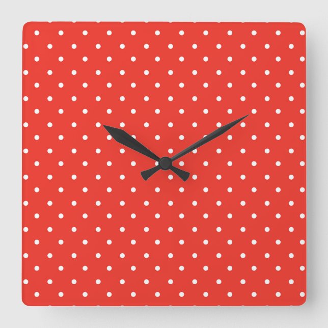 Seamless red background polka dot pattern square wall clock (Front)