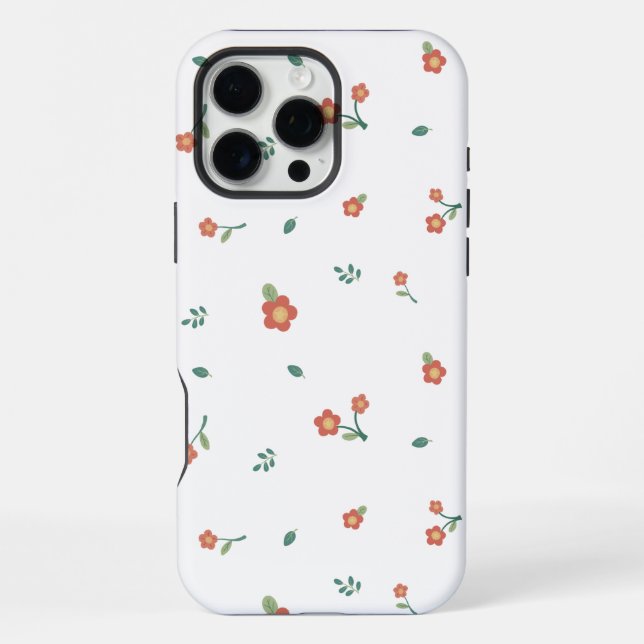 Seamless Red Floral Ditsy Pattern Transparent  iPhone Case (Back)