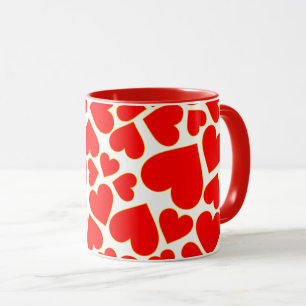 Seamless red heart shape pattern mug