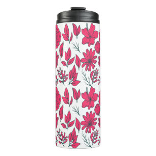 Seamless Red Wild Flowers Pattern Thermal Tumbler