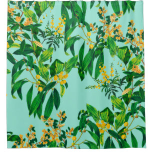 Seamless repeat design made with tropical leaves d shower curtain