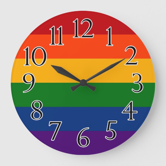 Seamless Repeating LGBTQ Pride Rainbow Flag  Large Clock (Front)