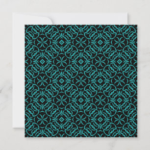 Seamless Repeating Pattern In Turquoise On Black Card