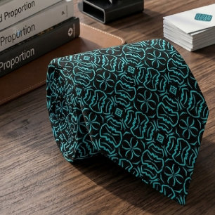 Seamless Repeating Pattern In Turquoise On Black Tie