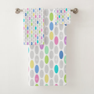 Seamless retro colours design circles polka dots bath towel set