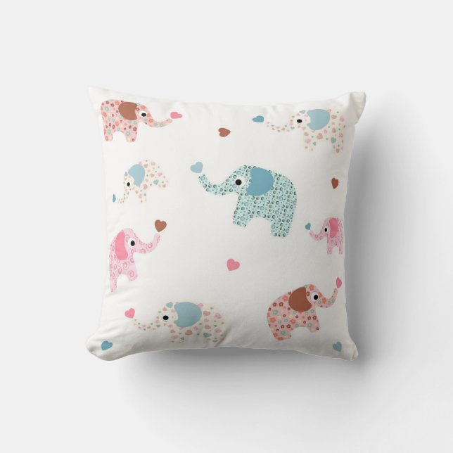 Seamless retro elephant kids pattern wallpaper cushion (Front)