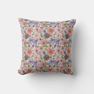 Seamless Retro Floral Pattern Boho Cushion