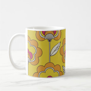 seamless retro floral pattern coffee mug