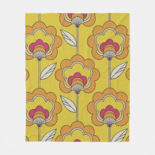 seamless retro floral pattern fleece blanket