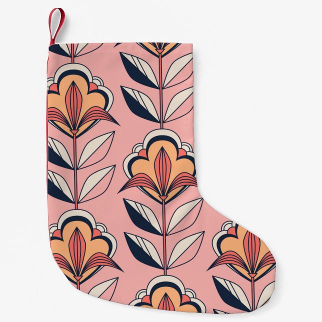 seamless retro floral pattern small christmas stocking (Front)