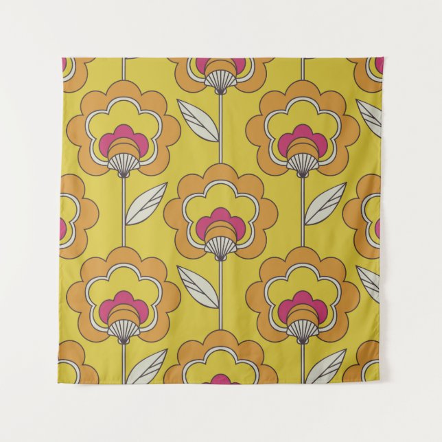 seamless retro floral pattern tapestry (Front)