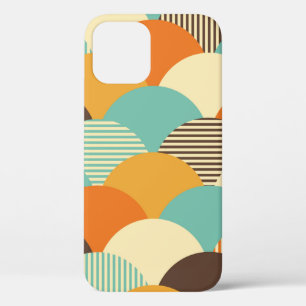 Seamless retro geometric with colourful linear ele iPhone 12 case