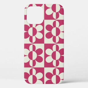 Seamless retro groovy design with vintage daisy fl iPhone 12 case