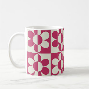 Seamless retro groovy design with vintage daisy fl coffee mug