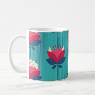 seamless retro pattern with flowers coffee mug