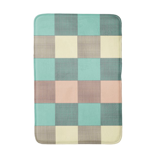 Seamless retro pattern with rounded squares bath m mat (Front Vertical)