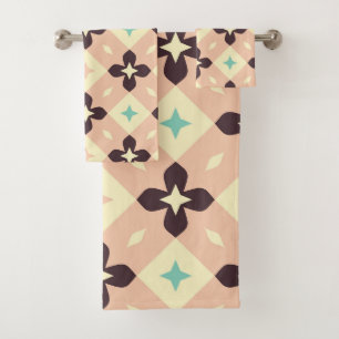 Seamless retro pattern with rounded squares bath t towel set
