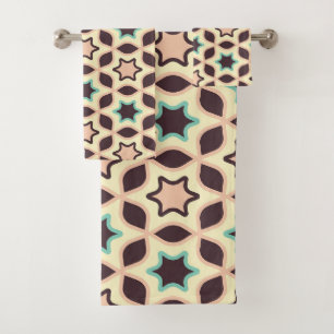 Seamless retro pattern with rounded squares bath t towel set