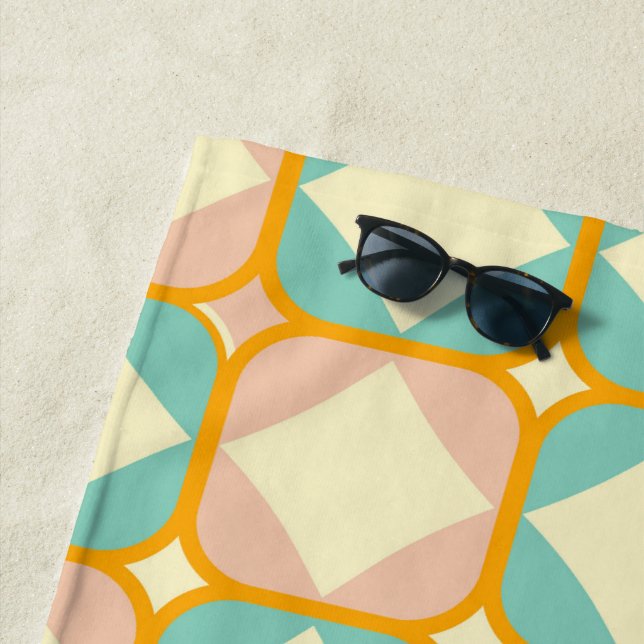 Seamless retro pattern with rounded squares beach towel (In Situ)