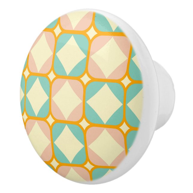 Seamless retro pattern with rounded squares ceramic knob (Right)