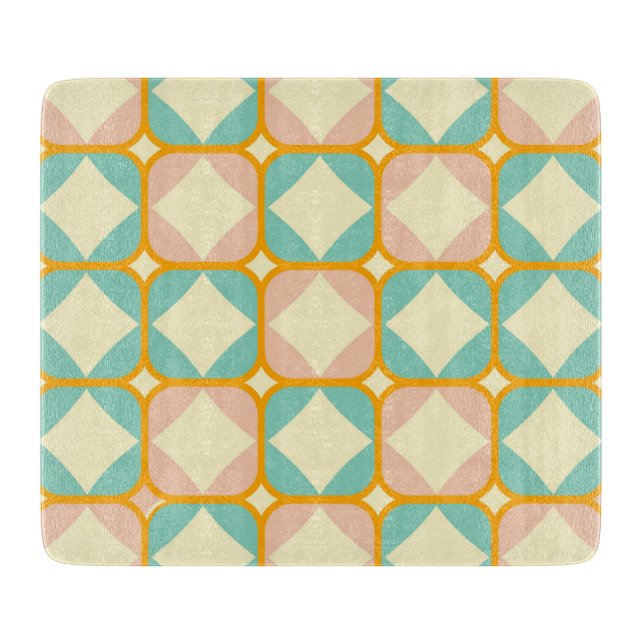 Seamless retro pattern with rounded squares cutting board (Front)