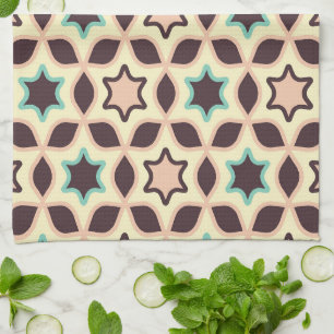 Seamless retro pattern with rounded squares kitche tea towel