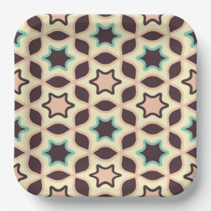 Seamless retro pattern with rounded squares paper plate