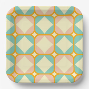 Seamless retro pattern with rounded squares paper plate
