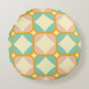 Seamless retro pattern with rounded squares round cushion
