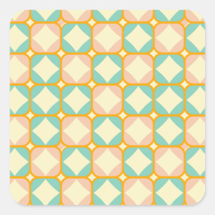 Seamless retro pattern with rounded squares square sticker